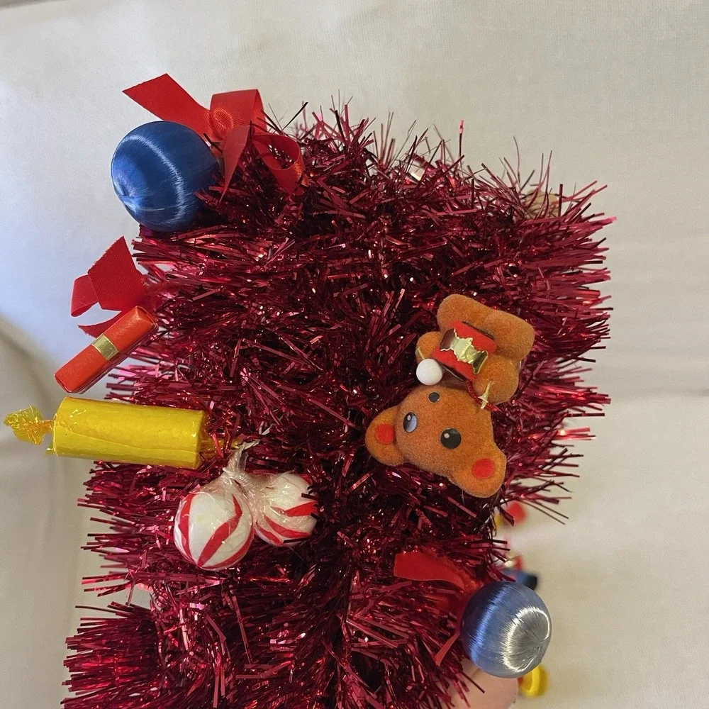 Vintage Red Tinsel Garland Toys Santa Present Felt 45' Kurt Adler Tree Christmas
